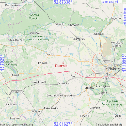 Duszniki on map