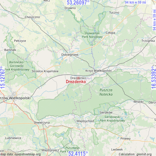 Drezdenko on map