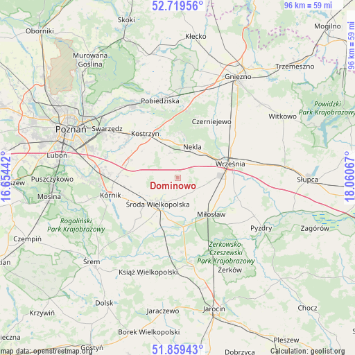 Dominowo on map