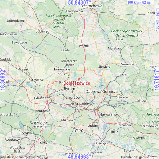 Dobieszowice on map