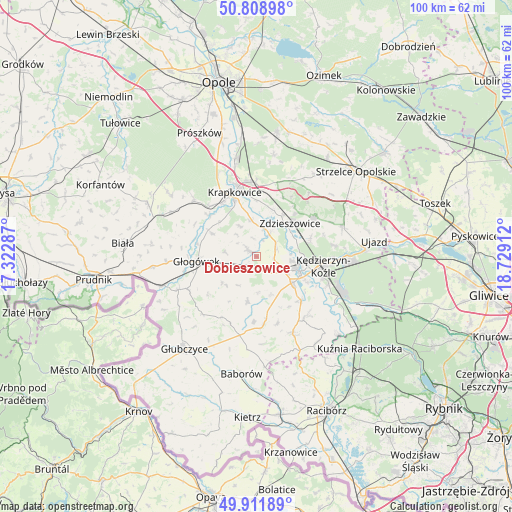Dobieszowice on map