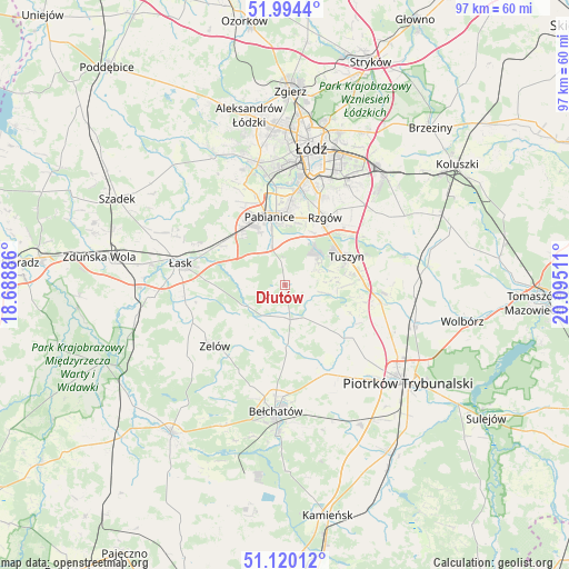 Dłutów on map