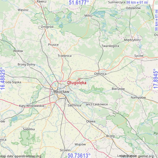 Długołęka on map