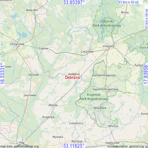 Debrzno on map