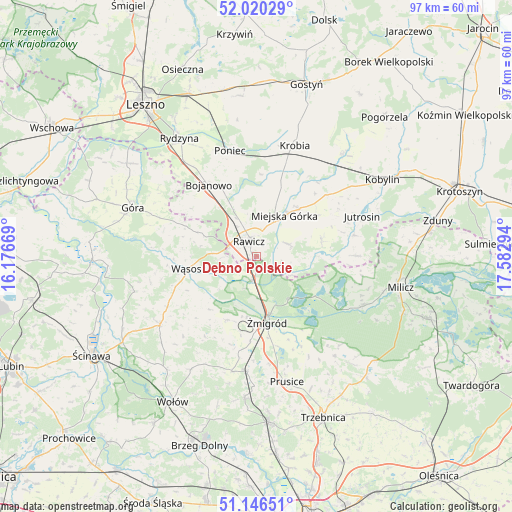 Dębno Polskie on map
