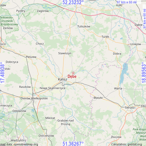 Dębe on map