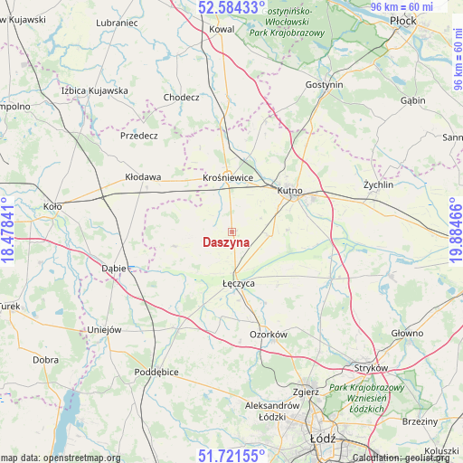 Daszyna on map