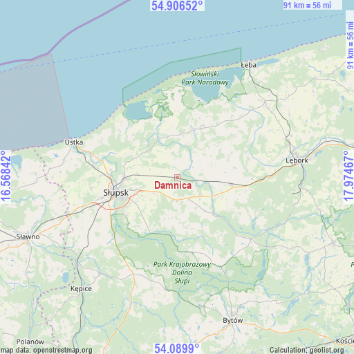 Damnica on map