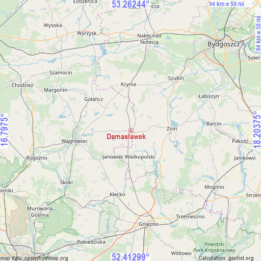 Damasławek on map