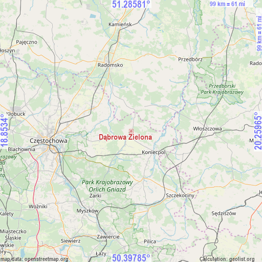 Dąbrowa Zielona on map