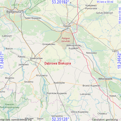 Dąbrowa Biskupia on map