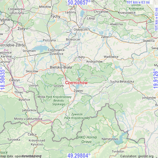 Czernichów on map