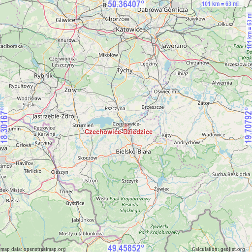 Czechowice-Dziedzice on map