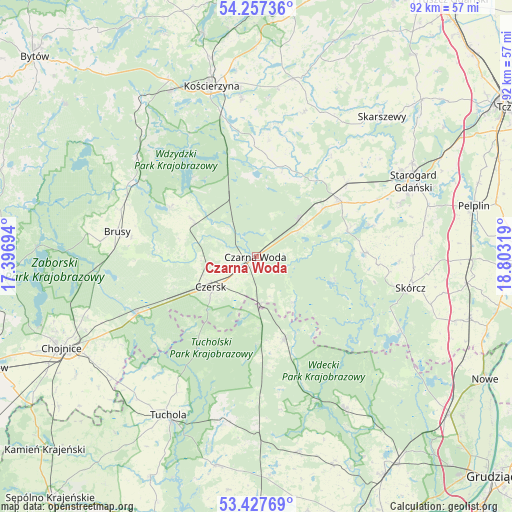 Czarna Woda on map