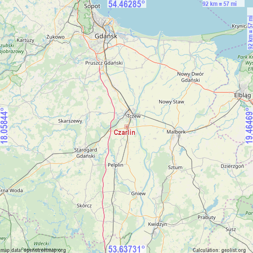 Czarlin on map