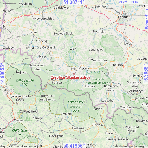 Cieplice Śląskie Zdrój on map