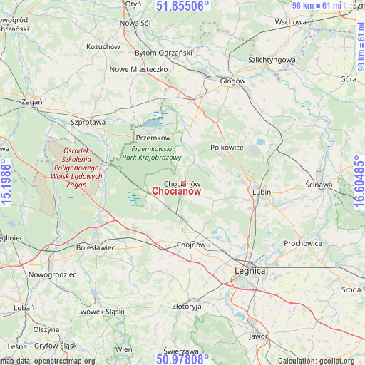 Chocianów on map