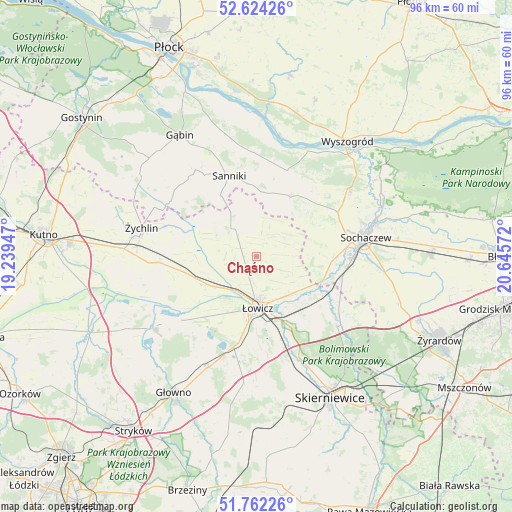 Chąśno on map