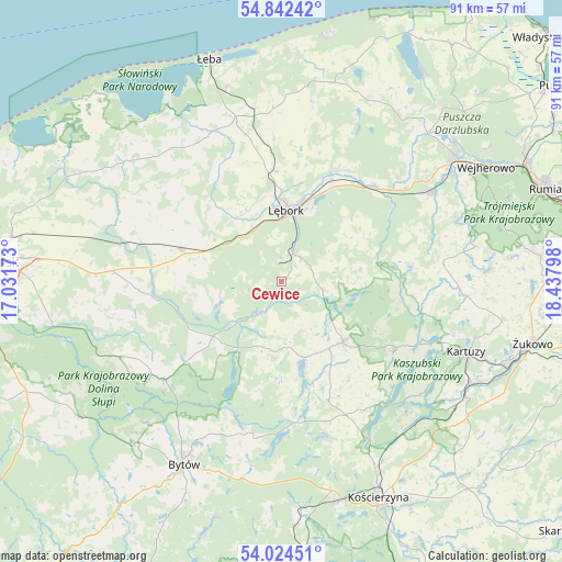 Cewice on map