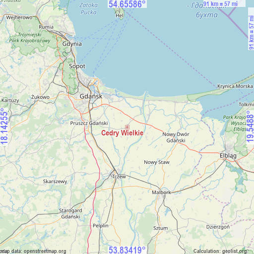 Cedry Wielkie on map