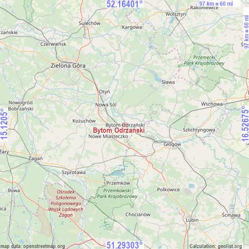 Bytom Odrzański on map