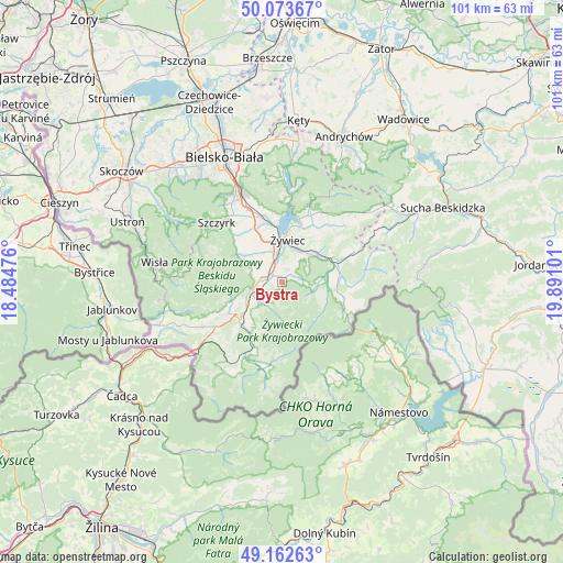 Bystra on map