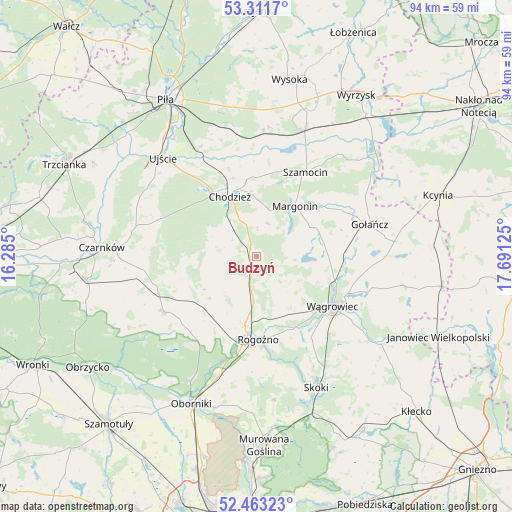 Budzyń on map