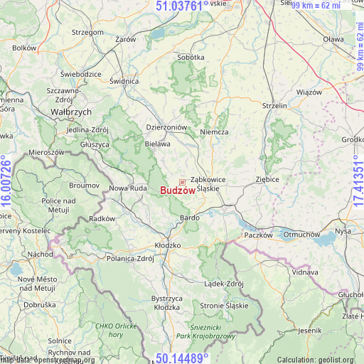 Budzów on map