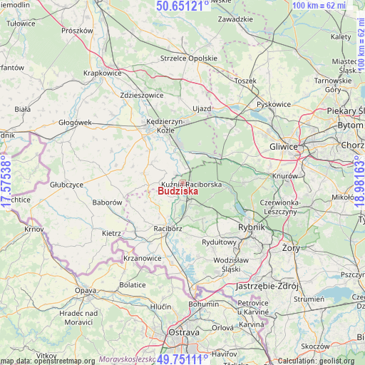 Budziska on map