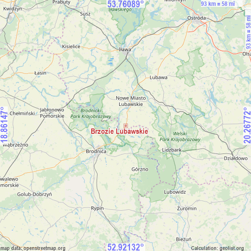 Brzozie Lubawskie on map