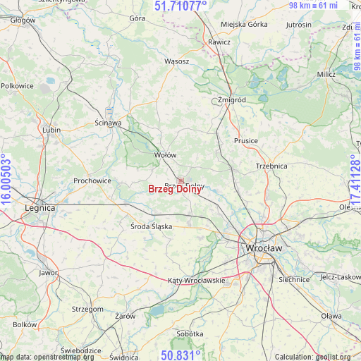 Brzeg Dolny on map