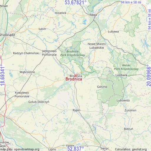 Brodnica on map