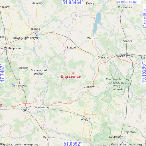 Brąszewice on map