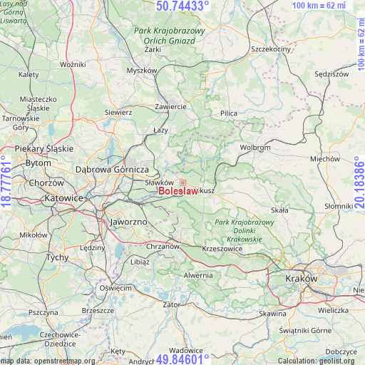 Bolesław on map