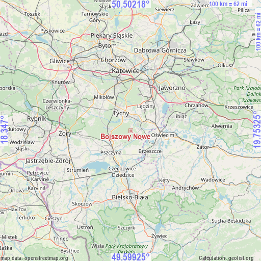 Bojszowy Nowe on map