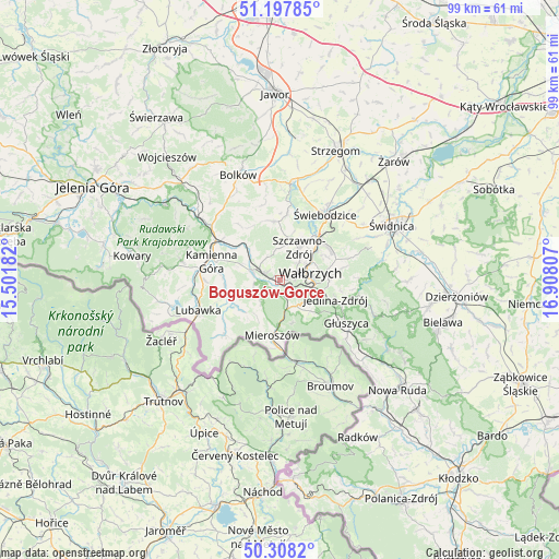 Boguszów-Gorce on map