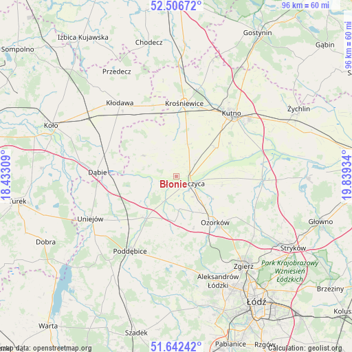 Błonie on map