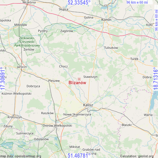 Blizanów on map