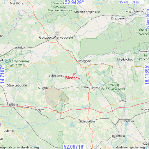 Bledzew on map