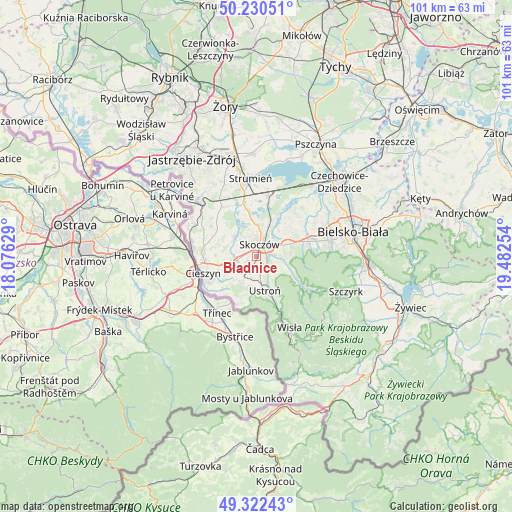 Bładnice on map