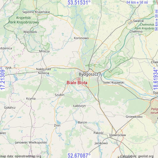 Białe Błota on map