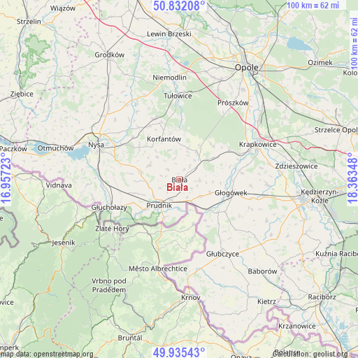 Biała on map