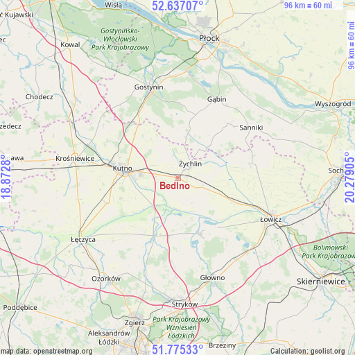 Bedlno on map