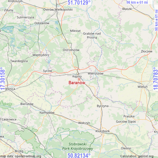 Baranów on map