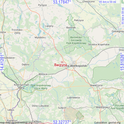 Baczyna on map