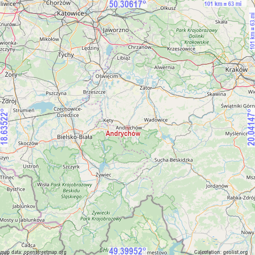 Andrychów on map