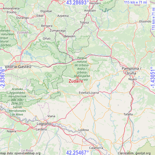 Zudaire on map