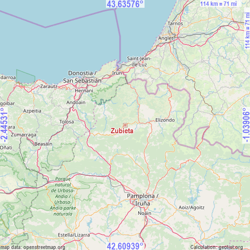 Zubieta on map