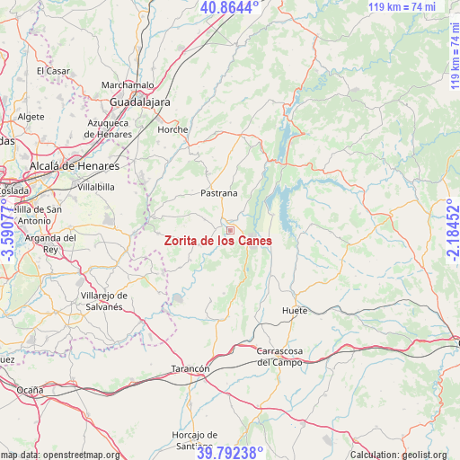 Zorita de los Canes on map