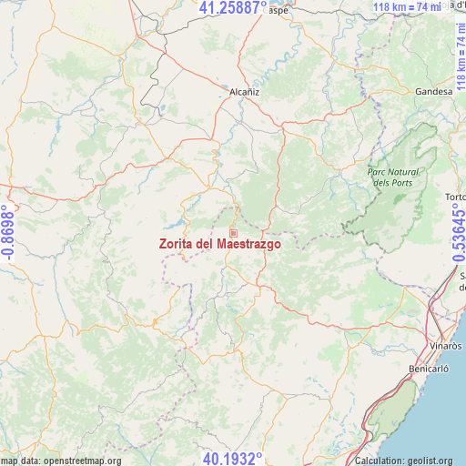 Zorita del Maestrazgo on map